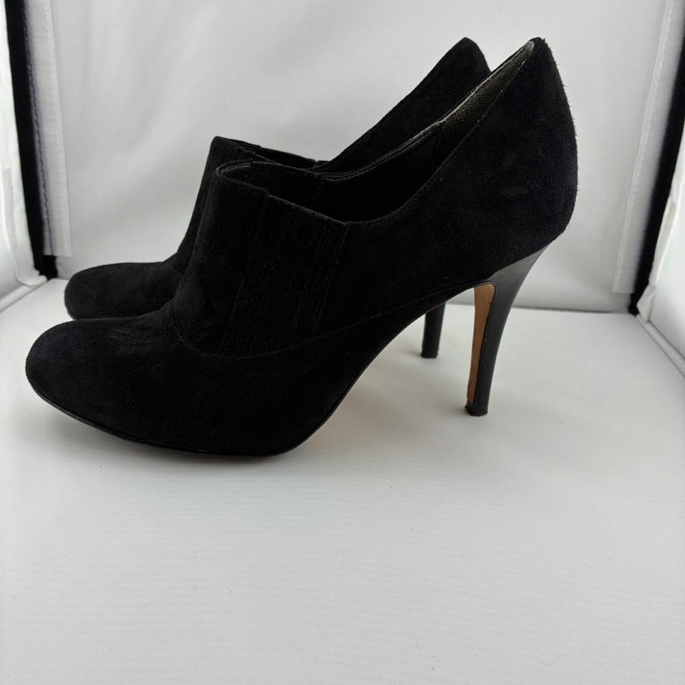 Cole Haan Bootie Heels Shoes 7.5 Black suede Dark Fairy Whimsygoth Nikeair 3.5"
